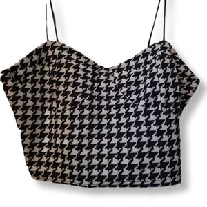 Unbranded Size Large Spaghetti Strap Gingham Print Crop Top